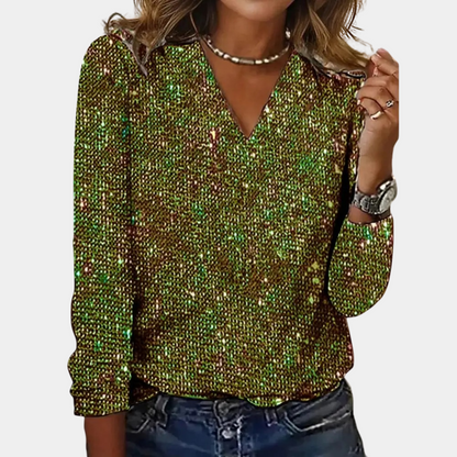 LUCY - TOP CON SCOLLO A V E GLITTER