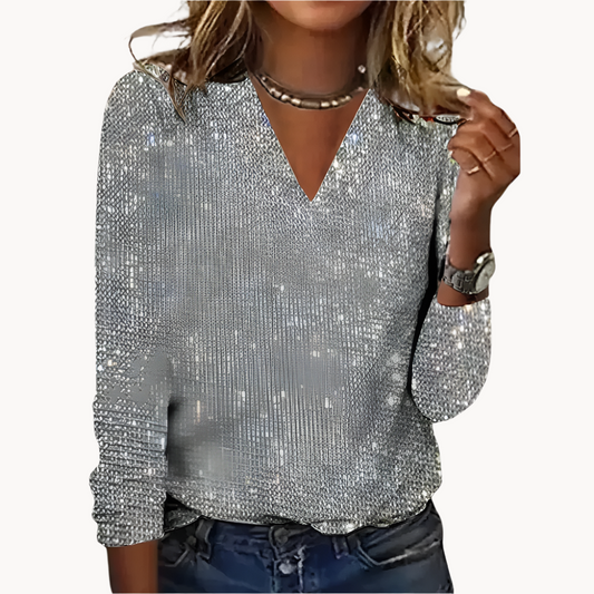 LUCY - TOP CON SCOLLO A V E GLITTER